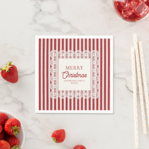 Vintage-Spitze Retro-Rot-Streifen Weihnachtsfeier Serviette