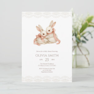 Vintage-Spitze Rosa Some Bunny Baby Shower Einladung