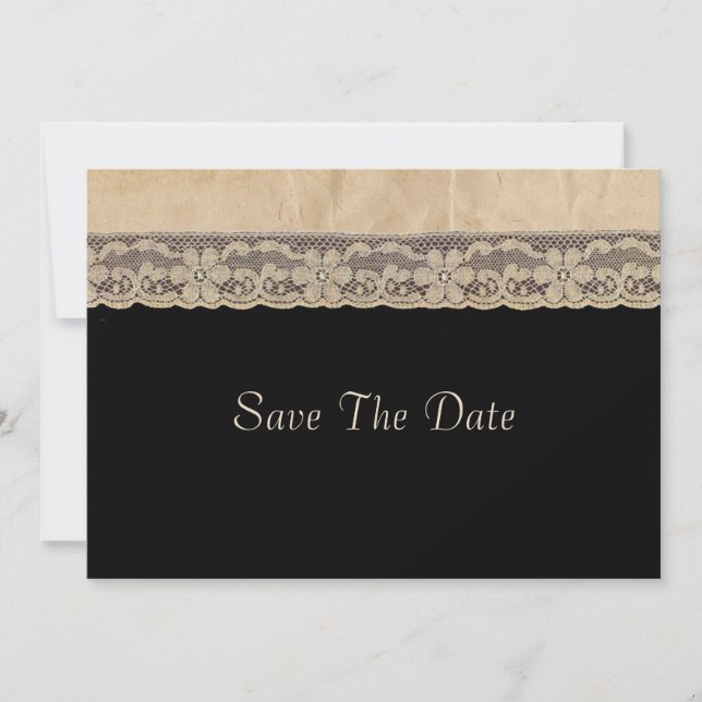 Vintage Spitze Save the Date (Vorderseite)