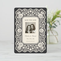 Vintage-Spitze Schwarz Save-the-Date