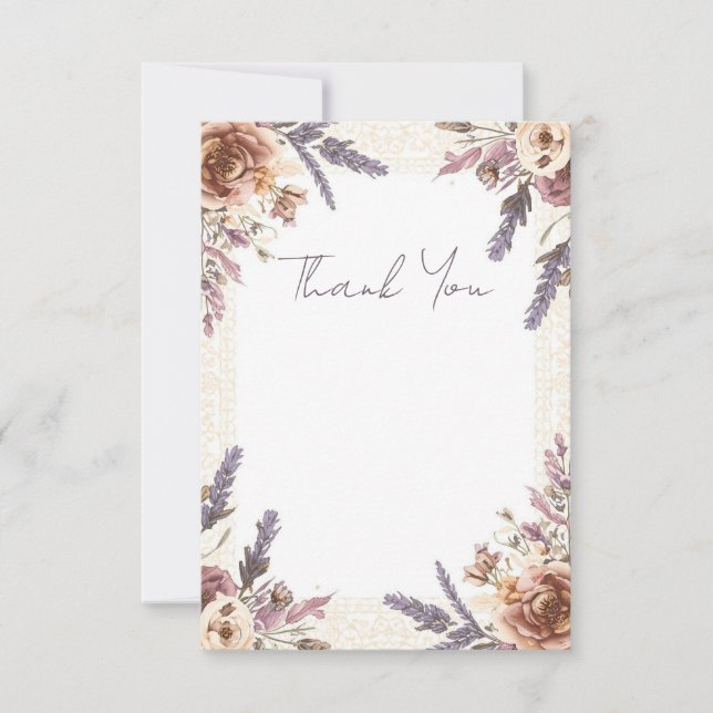 Vintage Spitze und gepresste botanische Dankeskart Dankeskarte (Vorderseite)