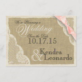 Vintage Spitze und rosa Rosa Bogen Save the Date