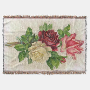 Vintage-Spitze und Rosen Afghan Decke