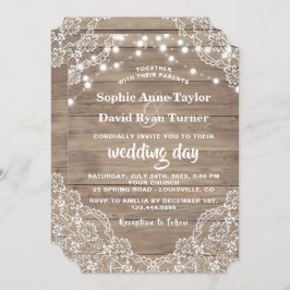 Vintage Spitzen Alte Barn String Lichter Hochzeit Einladung