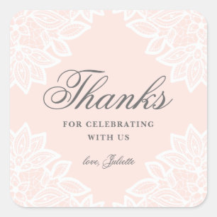 Vintage Spitzen-Babydusche Danke für den Aufkleber