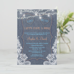 Vintage-Spitzen-Denimblaue Lichterkette I DO BBQ Einladung