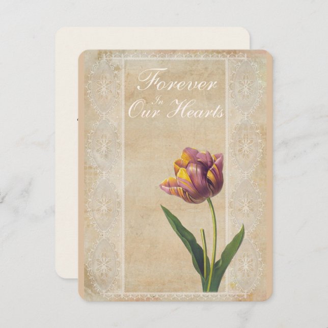 Vintage Spitzen für immer in unserer Herzbeerdigun Einladung (Vorne/Hinten)