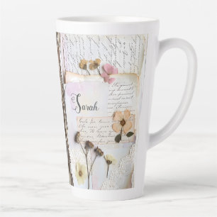 Vintage-Spitzen-Pressed-Flower-Shabby-Chic Milchtasse