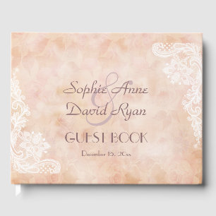 Vintage Spitzen-Rose Alte Papierhochzeit Gästebuch
