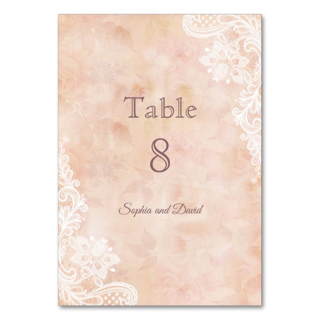 Vintage Spitzen-Rose Alte Tischnummer (Vorderseite)