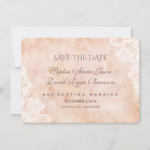 Vintage Spitzen-Rose Altpapier Hochzeit speichern  Save The Date