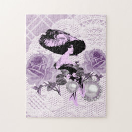 Vintage Spitzen-Rose der Lavendel Lady Puzzle