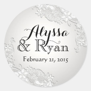 Vintage Spitzen Silber Grau Runder Aufkleber