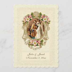 Vintage Spitzen Traditionelle katholische Kirschbl Einladung