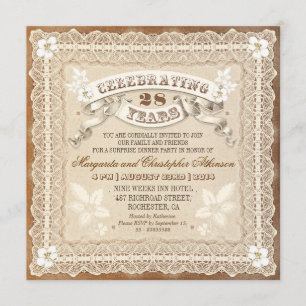 vintage-spitzen typografische jubiläumseinladungen einladung