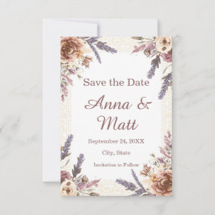 Vintage Spitzen und Botanisches Save the Date gepr
