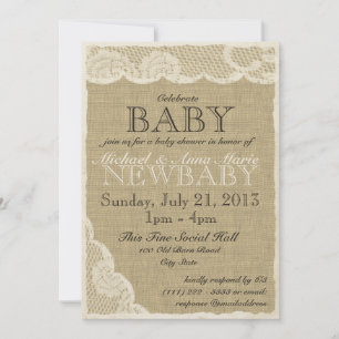 Vintage Spitzen- und Bow-Babydusche Einladung