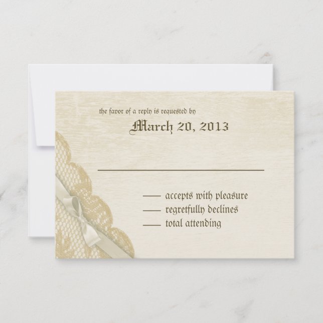 Vintage Spitzen- und Bugempfindlichkeit RSVP Karte (Vorderseite)