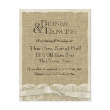 Vintage Spitzen- und Burlap-Empfang-Karte