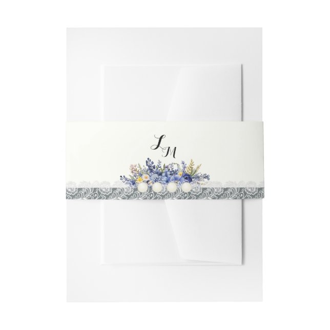 Vintage Spitzen und Perlen Einladungsbanderole (Vorderseite Beispiel)