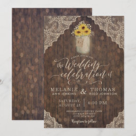 Vintage Spitzen und Sonnenblumen Hochzeitseinladun Einladung
