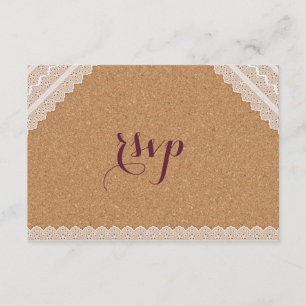 Vintage-Spitzen-Wein-Korken-Hochzeits-RSVP RSVP Karte