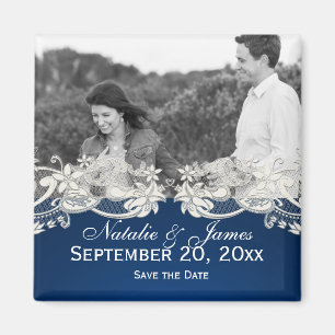 Vintage Spitzentechnik Save the Date Foto Sapphire Magnet