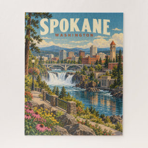 Vintage Spokane Washington River Falls Puzzle