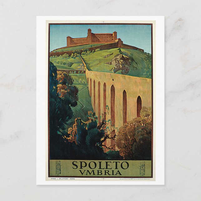 Vintage Spoleto Umbria in den 20er Jahren Postkarte (Vorderseite)