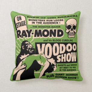 Vintage Spook-Show-Plakat-Kunst - Voodoo-Schädel! Kissen