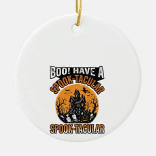 Vintage Spook-Tacular Halloween Spukhaus-Shirt Keramik Ornament