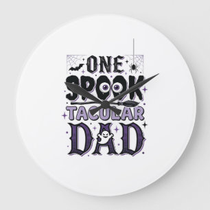 Vintage Spooktacular Papa Halloween-Shirt-Design_1 Große Wanduhr