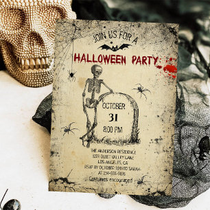 Vintage Spooky Skeleton Erwachsene Halloween-Party Einladung