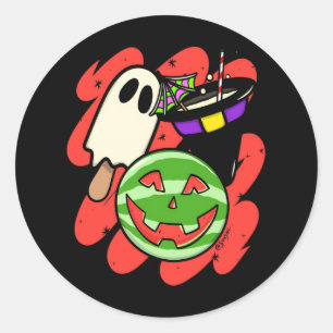 Vintage Spooky Summerween Wassermelone - Spooky Su Runder Aufkleber