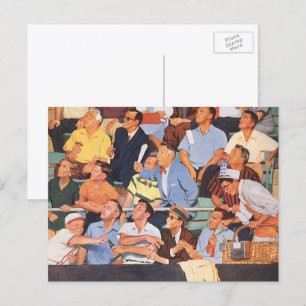 Vintage-Sport Baseball-Fans beim Beobachten eines Postkarte