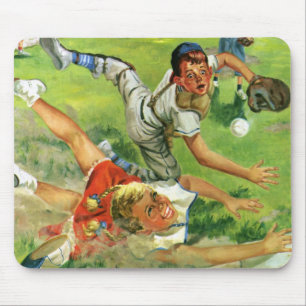 Vintage-Sport Baseball, Kinderteams beim Spielen Mousepad