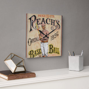 Vintage-Sport Baseball, Reach's Guide-Cover Art Quadratische Wanduhr