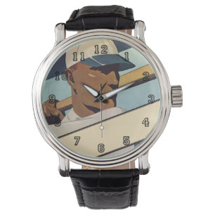Vintage-Sport Baseball-Schlagmann, stilisierte Kun Armbanduhr