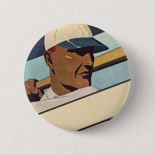 Vintage-Sport Baseball-Schlagmann, stilisierte Kun Button