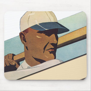 Vintage-Sport Baseball-Schlagmann, stilisierte Kun Mousepad