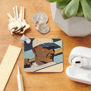 Vintage-Sport Baseball-Schlagmann, stilisierte Kun Schlüsselanhänger