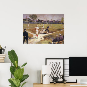 Vintage-Sport Baseball-Spiel von Henry Sandham Poster