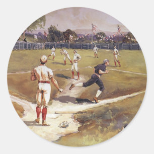 Vintage-Sport Baseball-Spiel von Henry Sandham Runder Aufkleber