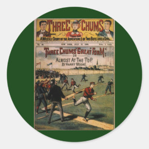 Vintage-Sport-Baseball-Three-Chums-Magazincover Runder Aufkleber