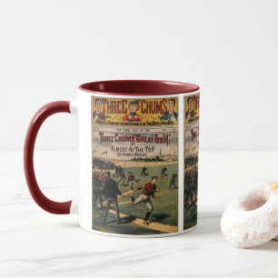 Vintage-Sport Baseball Three Chums Magazincover Tasse