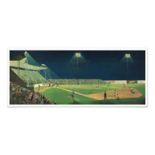 Vintage-Sport, Baseballspiel bei Nacht Fotodruck