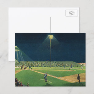 Vintage-Sport, Baseballspiel bei Nacht Postkarte