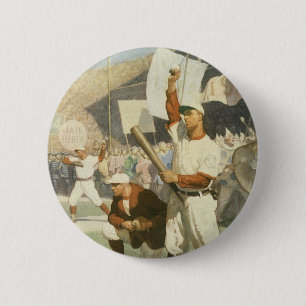 Vintage-Sport, Baseballspieler bei einem Spiel Button