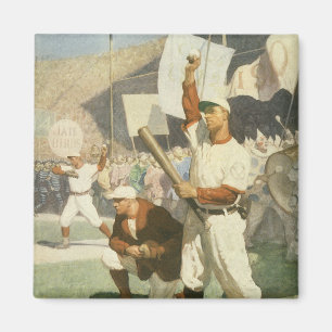Vintage-Sport, Baseballspieler bei einem Spiel Magnet
