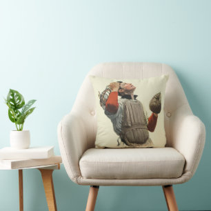 Vintage-Sport Baseballspieler, Catcher schaut nach Kissen